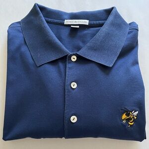 Peter Millar Blue Polo with Yellow Embroidery
